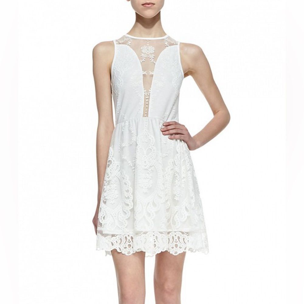 For Love & Lemons Lulu Mesh-Inset Lace Dress Size S